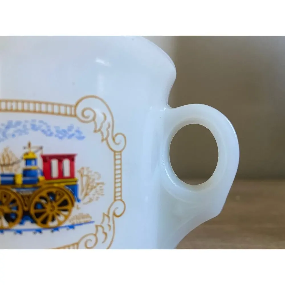 Vintage Avon Train Steam Engine Locomotive Milk Glass Mug Shaving Mug